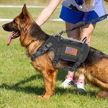 Load image into Gallery viewer, Tactical Military Dog Harness Collar Leash Set Durable Big Dog Training Harness Vest MOLLE For Large Dogs With Pouches Flag