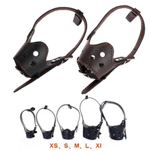 Load image into Gallery viewer, PU Leather Pet Dog Muzzle Adjustable Breathable Mask Anti Bark Bite Chew Safety for Small Large Dogs Mouth Soft Muzzles Training
