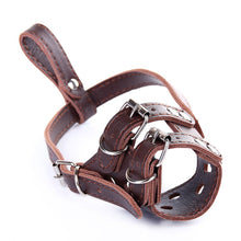 Load image into Gallery viewer, PU Leather Pet Dog Muzzle Adjustable Breathable Mask Anti Bark Bite Chew Safety for Small Large Dogs Mouth Soft Muzzles Training