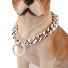 Load image into Gallery viewer, 12/15mm Wide Strong Silver Stainless Steel Choker Dog Chain Explosion-proof Anti-bite Pet Dog Collars for Large Dogs Rottweiler
