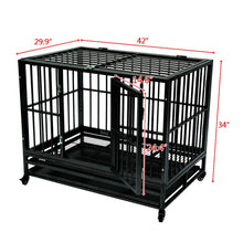 Load image into Gallery viewer, 36"/42" Heavy Duty Dog Cage Crate Kennel Metal Pet Playpen Portable with Tray Safety Mesh Separation Net