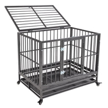 Load image into Gallery viewer, 36"/42" Heavy Duty Dog Cage Crate Kennel Metal Pet Playpen Portable with Tray Safety Mesh Separation Net