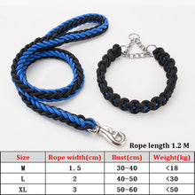 Load image into Gallery viewer, Thick Nylon Braided Rope Large Dog Leash 1.2-1.5M Metal P Chain Buckle Dog Collars And Leash Set Medium Large Dog Traction Rope