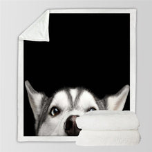 Load image into Gallery viewer, 3D Pet Dog Collection Sherpa Blanket 3d Animal Pug Plush Throw Blanket Bulldog Husky Doberman Rottweiler Thin Quilt