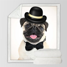 Load image into Gallery viewer, 3D Pet Dog Collection Sherpa Blanket 3d Animal Pug Plush Throw Blanket Bulldog Husky Doberman Rottweiler Thin Quilt