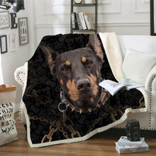Load image into Gallery viewer, 3D Pet Dog Collection Sherpa Blanket 3d Animal Pug Plush Throw Blanket Bulldog Husky Doberman Rottweiler Thin Quilt
