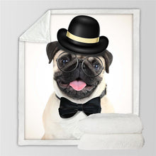 Load image into Gallery viewer, 3D Pet Dog Collection Sherpa Blanket 3d Animal Pug Plush Throw Blanket Bulldog Husky Doberman Rottweiler Thin Quilt