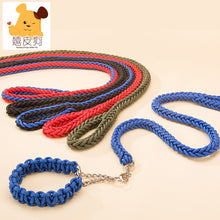 Load image into Gallery viewer, Thick Nylon Braided Rope Large Dog Leash 1.2-1.5M Metal P Chain Buckle Dog Collars And Leash Set Medium Large Dog Traction Rope