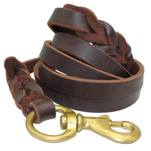 Load image into Gallery viewer, Braided Leather Dog Leash Pet K9 Walking Training Leash Lead For Medium Large Dogs German Shepherd Gift Dog Training Clicker