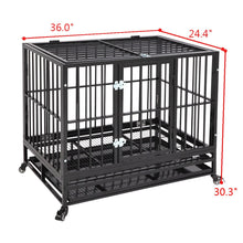 Load image into Gallery viewer, 36"/42" Heavy Duty Dog Cage Crate Kennel Metal Pet Playpen Portable with Tray Safety Mesh Separation Net