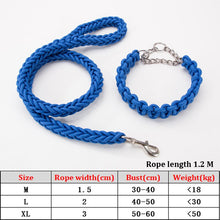 Load image into Gallery viewer, Thick Nylon Braided Rope Large Dog Leash 1.2-1.5M Metal P Chain Buckle Dog Collars And Leash Set Medium Large Dog Traction Rope