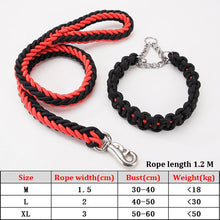 Load image into Gallery viewer, Thick Nylon Braided Rope Large Dog Leash 1.2-1.5M Metal P Chain Buckle Dog Collars And Leash Set Medium Large Dog Traction Rope