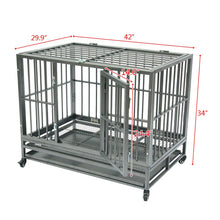 Load image into Gallery viewer, 36"/42" Heavy Duty Dog Cage Crate Kennel Metal Pet Playpen Portable with Tray Safety Mesh Separation Net