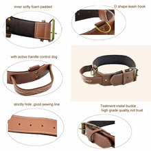 Load image into Gallery viewer, Big Dog Collar PU Leather Strong Dog Collar Leash with Handle PU Black Brown Pet Dogs Leash Collar CLPU01