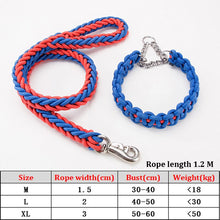 Load image into Gallery viewer, Thick Nylon Braided Rope Large Dog Leash 1.2-1.5M Metal P Chain Buckle Dog Collars And Leash Set Medium Large Dog Traction Rope