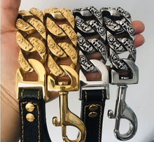 Load image into Gallery viewer, Skull Designer Dog Chain Collar Leash Stainless Steel 32mm Pitbull Bulldog Collar Lead Trainng Collar Large Dog Pet Accessories