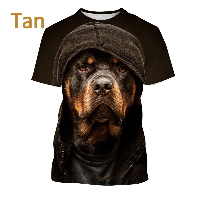 Summer 3D Printing Cute Pet Dog Rottweiler T-shirt Casual Funny Personality Street Top Fashion Unisex Short-sleeved Shirt