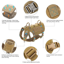 Load image into Gallery viewer, Tactical Dog Harness Leash Durable Military Dog Harness Vest MOLLE For Large Dogs erman Shepherd Training Harnesses With Pouches
