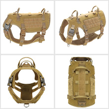 Load image into Gallery viewer, Tactical Military Dog Harness Collar Leash Set Durable Big Dog Training Harness Vest MOLLE For Large Dogs With Pouches Flag
