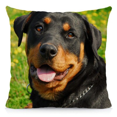 XUNYU Cute Rottweiler Dog Cushion Cover Animal Pillow Case Home Decoration Sofa Decor 45x45cm DWG031