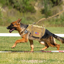 Load image into Gallery viewer, Tactical Military Dog Harness Collar Leash Set Durable Big Dog Training Harness Vest MOLLE For Large Dogs With Pouches Flag
