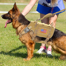 Load image into Gallery viewer, Tactical Military Dog Harness Collar Leash Set Durable Big Dog Training Harness Vest MOLLE For Large Dogs With Pouches Flag
