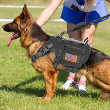 Load image into Gallery viewer, Tactical Military Dog Harness Collar Leash Set Durable Big Dog Training Harness Vest MOLLE For Large Dogs With Pouches Flag
