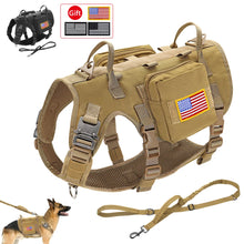 Load image into Gallery viewer, Tactical Dog Harness Leash Durable Military Dog Harness Vest MOLLE For Large Dogs erman Shepherd Training Harnesses With Pouches
