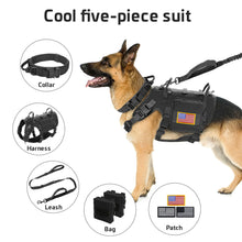 Load image into Gallery viewer, Tactical Military Dog Harness Collar Leash Set Durable Big Dog Training Harness Vest MOLLE For Large Dogs With Pouches Flag
