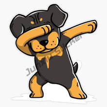 Load image into Gallery viewer, Cartoon Dabbing Rottweiler Funny Vinyl Waterproof Sticker Decal Car Laptop Window Bumper 3D Torn Metal Decal Reflective Sticker
