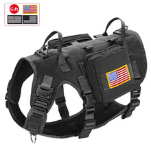 Load image into Gallery viewer, Tactical Military Dog Harness Collar Leash Set Durable Big Dog Training Harness Vest MOLLE For Large Dogs With Pouches Flag
