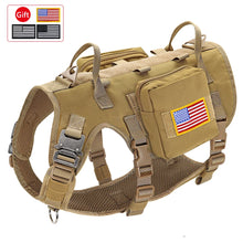 Load image into Gallery viewer, Tactical Military Dog Harness Collar Leash Set Durable Big Dog Training Harness Vest MOLLE For Large Dogs With Pouches Flag
