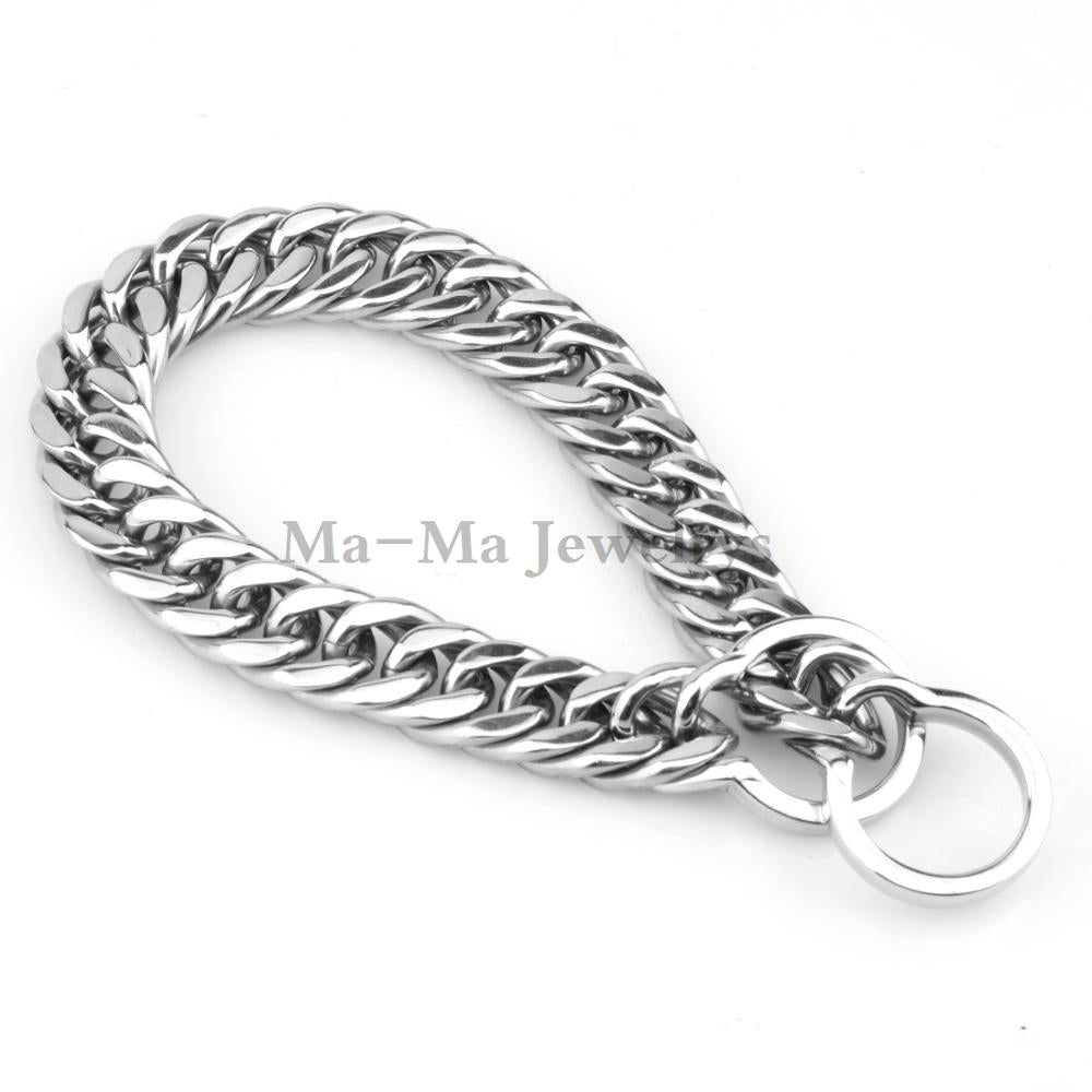 17mm Stainless Steel Heavy Curb Chain Pet Dog Collar Choker for Pitbull Rottweiler or More