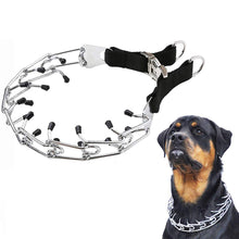 Load image into Gallery viewer, Pit Bull German Shepherd Training Metal Gear Prong Dog Collar with Quick Release Snap Buckle and Rubber Caps Plated Pet Collar
