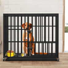 Load image into Gallery viewer, 37” 42” 46” Heavy Duty Dog Cage Metal Pet Dog Crate 3 Doors Locks Design Kennel Playpen with 4 Lockable Wheels Removable Tray
