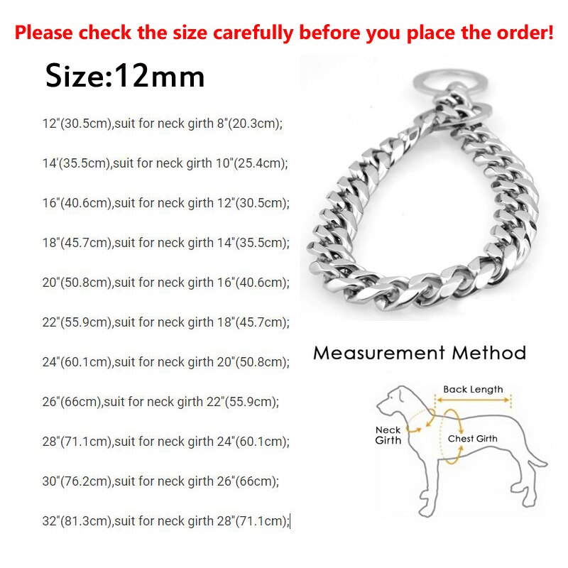 12/15mm Wide Strong Silver Stainless Steel Choker Dog Chain Explosion-proof Anti-bite Pet Dog Collars for Large Dogs Rottweiler