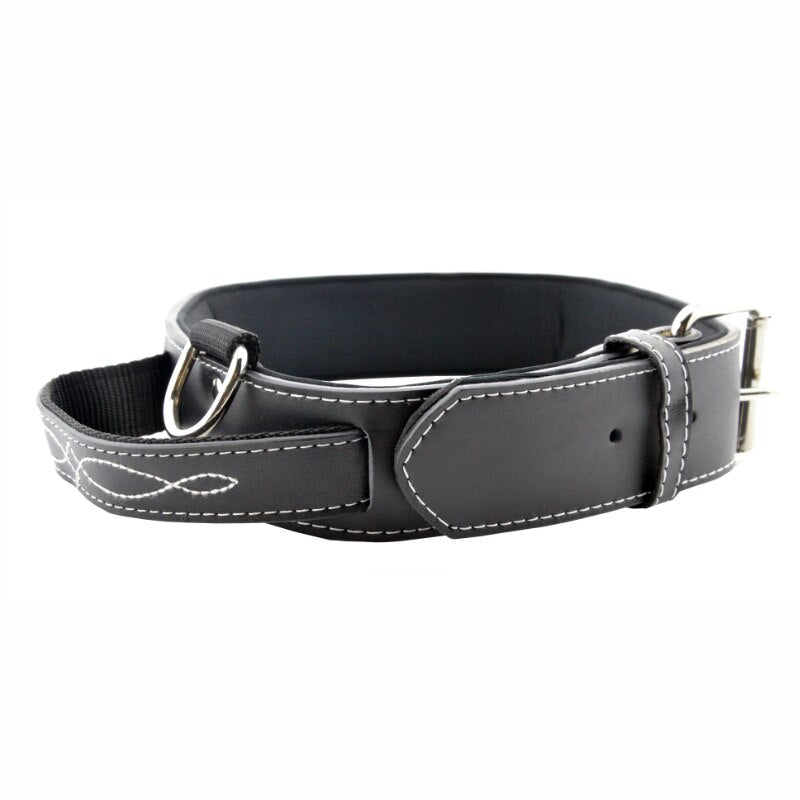 Big Dog Collar PU Leather Strong Dog Collar Leash with Handle PU Black Brown Pet Dogs Leash Collar CLPU01