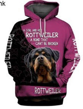 Load image into Gallery viewer, Fashion A Girl and Her Rottweiler 3D Printed hoodie animal Dog designs hoodies Harajuku men clothing Sweatshirt camisetas 2020
