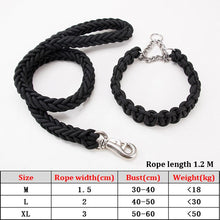 Load image into Gallery viewer, Thick Nylon Braided Rope Large Dog Leash 1.2-1.5M Metal P Chain Buckle Dog Collars And Leash Set Medium Large Dog Traction Rope
