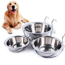 Load image into Gallery viewer, Metal Dog Pet Bowl Cage Crate Non Slip Hanging Food Dish Water Feeder with Hook
