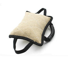 Load image into Gallery viewer, Durable Dog Training Bite Tug Toy with 3 Handles Jute Linen Bite Pillow
