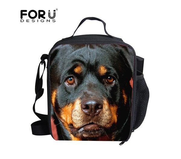 FORUDESIGNS Bento Lunch Box Picnic Bag Children 3D Pet Dog Rottweiler Lunch Bag Kids Food Container School Meal Package Lunchbox