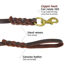 Load image into Gallery viewer, Braided Leather Dog Leash Pet K9 Walking Training Leash Lead For Medium Large Dogs German Shepherd Gift Dog Training Clicker
