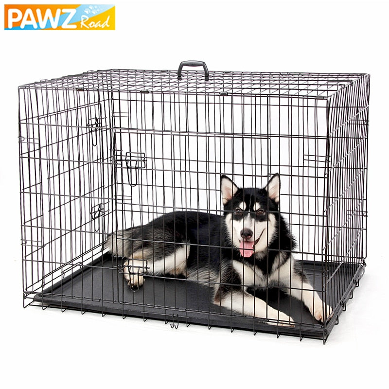 Domestic Delivery Pet Dog Cage House Solid Crate Double-Door Kennel Collapsible Easy Install 4Size Dog House for Small Large Dog