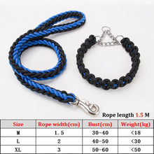 Load image into Gallery viewer, Thick Nylon Braided Rope Large Dog Leash 1.2-1.5M Metal P Chain Buckle Dog Collars And Leash Set Medium Large Dog Traction Rope
