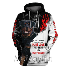 Load image into Gallery viewer, Rottweiler Fire 3D Full Printed Hoodies Men/women Hipster Streetwear Outfit Spring Boys Hiphop Hood Sweatshirts Tops Clothes 5XL
