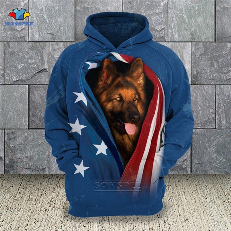 2020 Men Sweatshirt German Shepherd Pug Poodle Doberman French Bulldog Shih tzu Pomeranian Rottweiler 3D Pets Print Hoodies E48