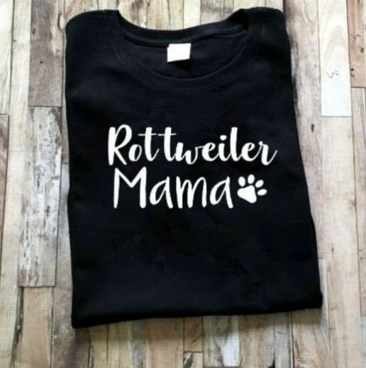 Rottweiler Mama Shirt Rottweiler Dog Mom Life Letters Printed Women O-Neck Casual Funny T-Shirt fashion slogan tee tops-J800