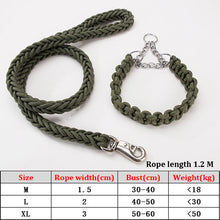 Load image into Gallery viewer, Thick Nylon Braided Rope Large Dog Leash 1.2-1.5M Metal P Chain Buckle Dog Collars And Leash Set Medium Large Dog Traction Rope
