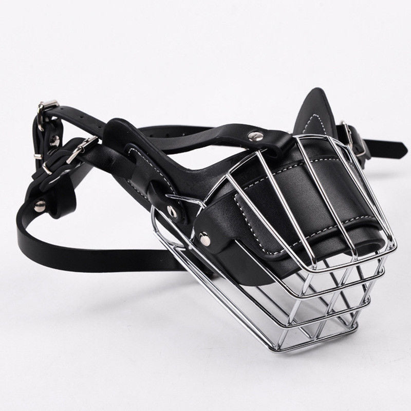 2020 New Black/ Brown Strong Metal Wire Basket Dog Muzzle For Large Dog Amstaff Pitbull Bull Terrier Anti-Bite Bark Chew Muzzles